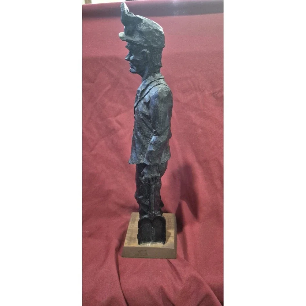 Vintage Ken Snyder 1974 Coal Miner Worker Black Carved Figure 13